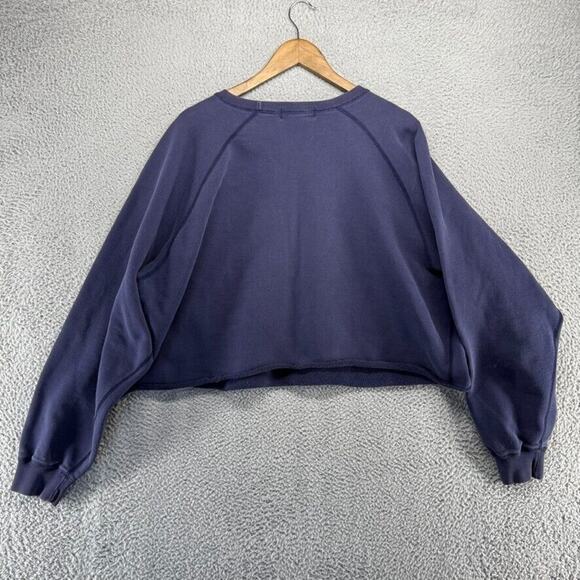 Vintage Ralph Lauren Sweatshirt Adult XL Blue Catch Release Fishing Crop Chopped - Picture 10 of 13